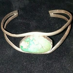 Antique Iroquois silver and turquoise bracelet